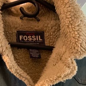 Fur lined, blue jean jacket